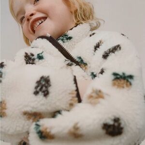 Zara Kids Fleece Jacket - Cream with Black and Brown Accents